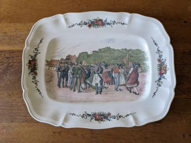 grand plat ancien Obernai Sarreguemines Henri Loux fête village danse Alsace