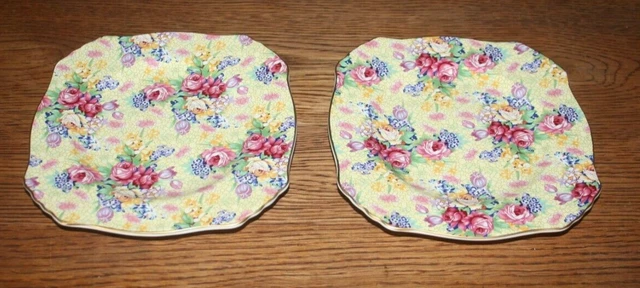 Royal Winton England Grimwades Yellow Chintz Welbeck 1995 Bread Plate (2) 6 1/4"