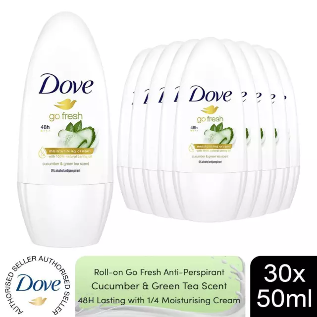 Dove Roll-On Deo Go Fresh 48H langlebiger Duft Antitranspirant 50 ml, 30er-Pack