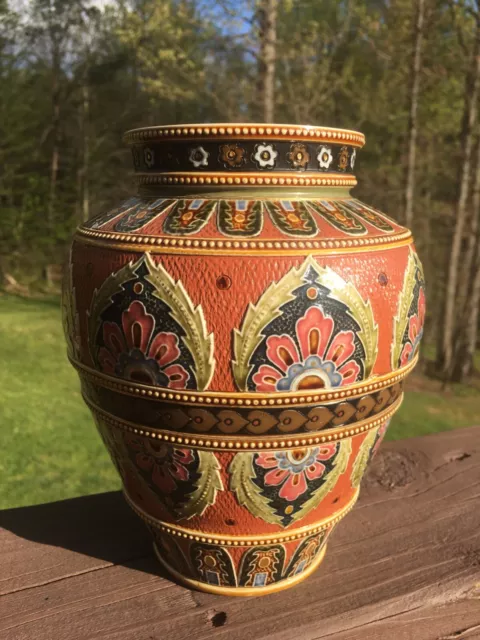 Rare Antique Villeroy Boch Mettlach German Vase Vintage Pottery