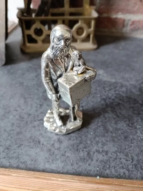 Silver Plated Organ Grinder With Dancing Monkey