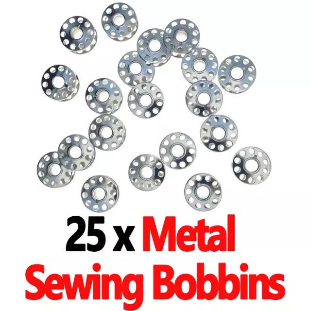 25 Metal Sewing CB Bobbins for Older Front Loading Janome Elna & Singer Machines