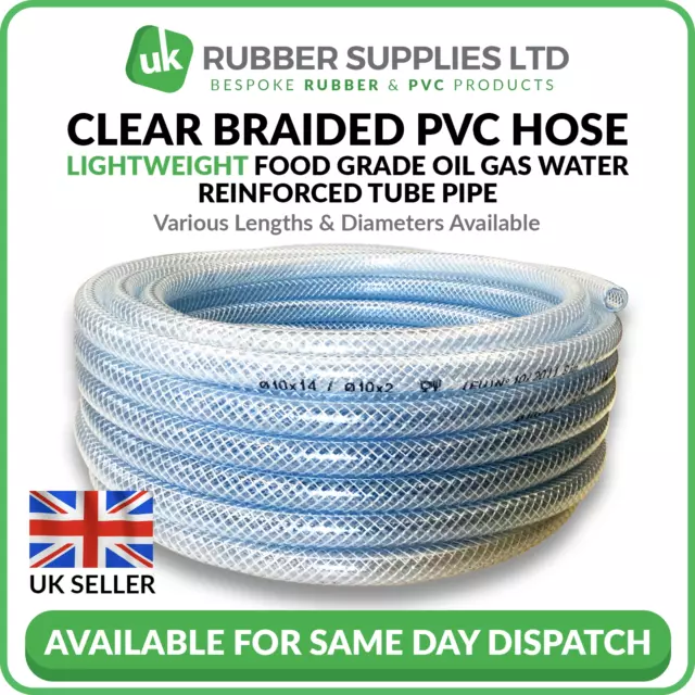 Clear PVC Braided Hose Pipe Lightweight Food Grade Air Water Oil Reinforced