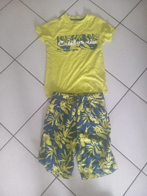 H&M Boys Summer Leaf Print Lime /Navy Sleep Set Age 10-12