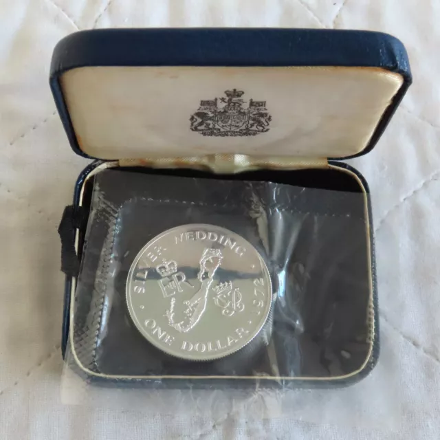 BERMUDA 1972 SILVER WEDDING SILVER PROOF ONE DOLLAR - sealed/boxed