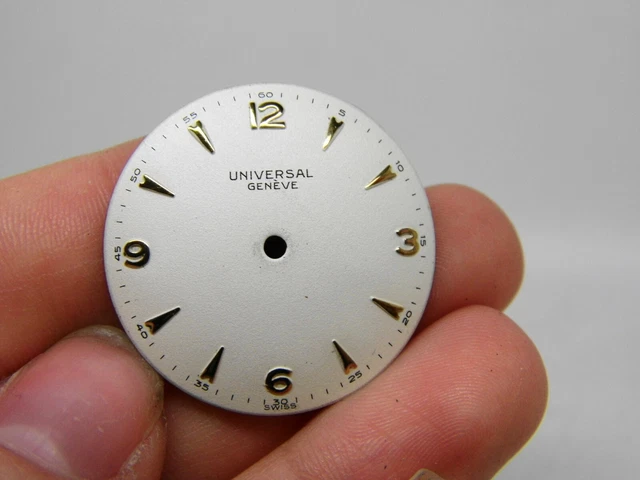 Cadran De Montre Universal Genève 28,5 Mm - Occasion, Pour Restauration Ou Collection - Top Qualité