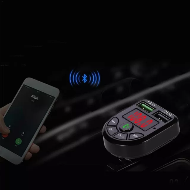 Bluetooth FM Transmitter Auto Kfz Radio Adapter mit Dual USB Ladegerät für Handy 3