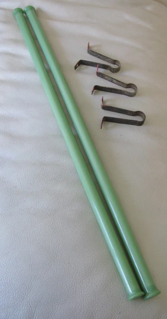 Antique Primitive 1930 1940s Green Jadeite Glass Towel Bar Rods Rare Set 18 1/2"
