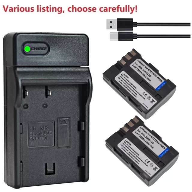 EN-EL3e EL3a Battery or Charger For Nikon D700 D300s D80 D70s D90 D50 D200 D100 2