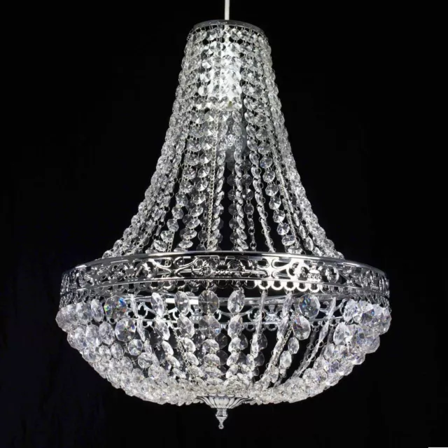 Chandelier Style Clear Acrylic Chrome Ceiling Light Shade Easy Fit Pendant.