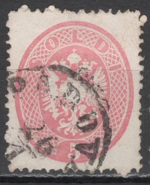 Lombardo-Veneto - 5 Soldi 1863 dent. 14 annullo Padova circolare (C1)