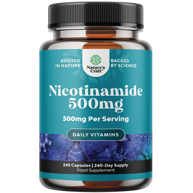 HIGH STRENGTH NICOTINAMIDE 500mg Capsules, 240 Count, Vitamin B3 ...