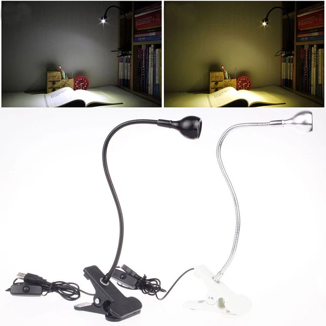 Lámpara de lectura portátil flexible de escritorio de mesa de cama luz de libro LED USB