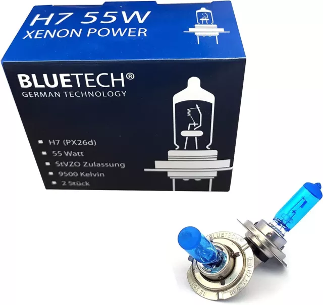 BLUETECH 2X Plus H7 55W 9500K Xenon Effekt mit StVZO Zulassung Uns SUPER Xenon E