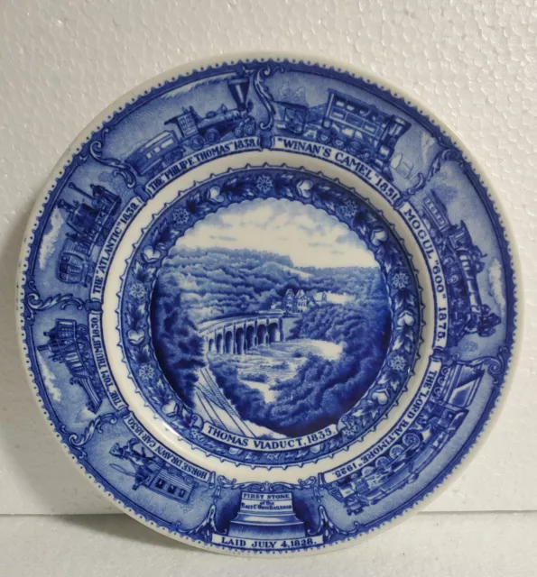 Lamberton Railroad china Baltimore Ohio Thomas Viaduct bread plate6-3/4" Vintage