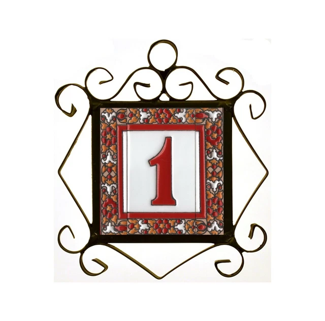 Genuine 11 x 5.4 cm Roja Hand-Painted Spanish Ceramic Number Tiles 2