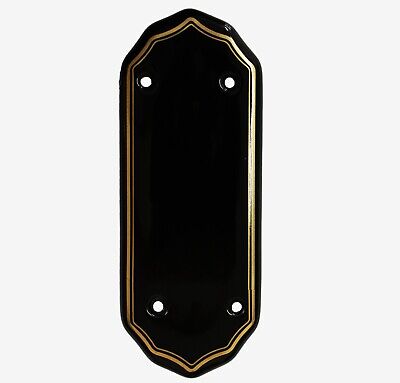 1X Negro Ceramic Puerta Dedo Empuje Placa Doble Línea de Oro Diseño