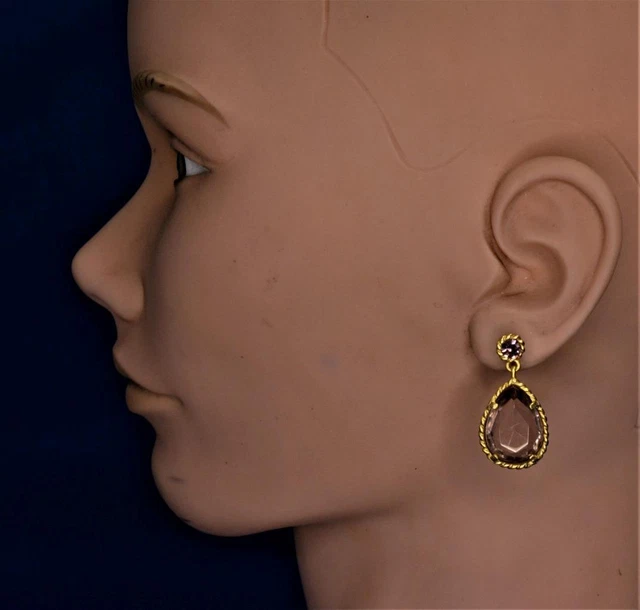 Nwt Signé Ann Talor Doré Pendantes Larme Forme Percé Boucles D'Oreilles