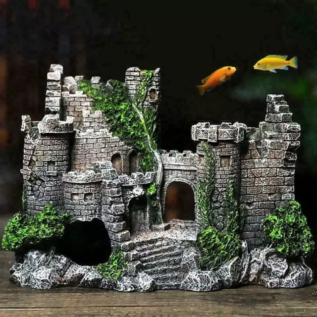 Aquarium Deko Schloss Felsen Höhle Burg Terrarium Dekoration Zubehör Schlos P6G5