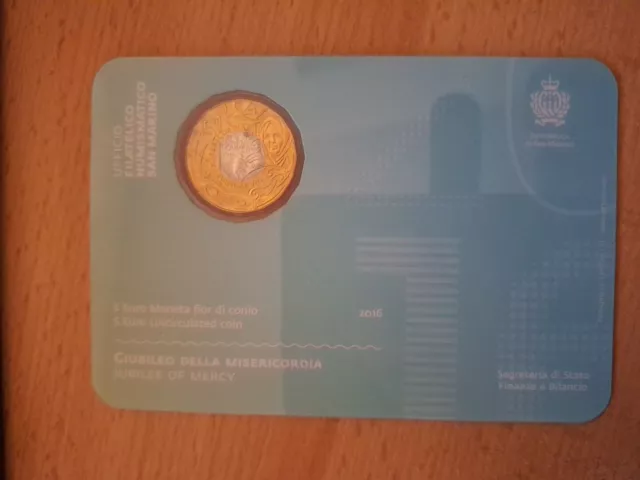 San Marino 2016, 5 Euro Gedenkmünze "Jubiläum der Barmherzigkeit" Coin Card 2