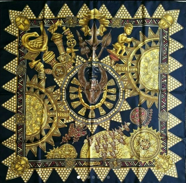HERMES Scarf Carre 90 Gold Of Chiefs Silk F/S