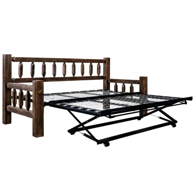 Rustic Farmhouse Daybed Pop Up Trundle Beds Amish Made Solid Pine Lodge Cabin