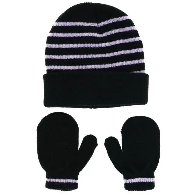 New CTM Infant & Toddler Striped Beanie Cuff Cap and Mitten Set