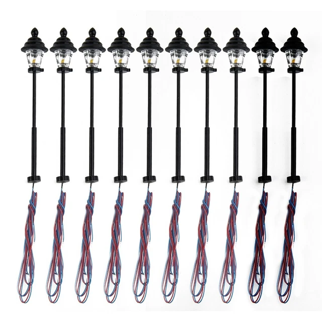 Lot De 12 Lampadaires D'éclairage Urbain Pour Modélisme Ferroviaire - Échelle HO 1:87 - Blanc - Neuf