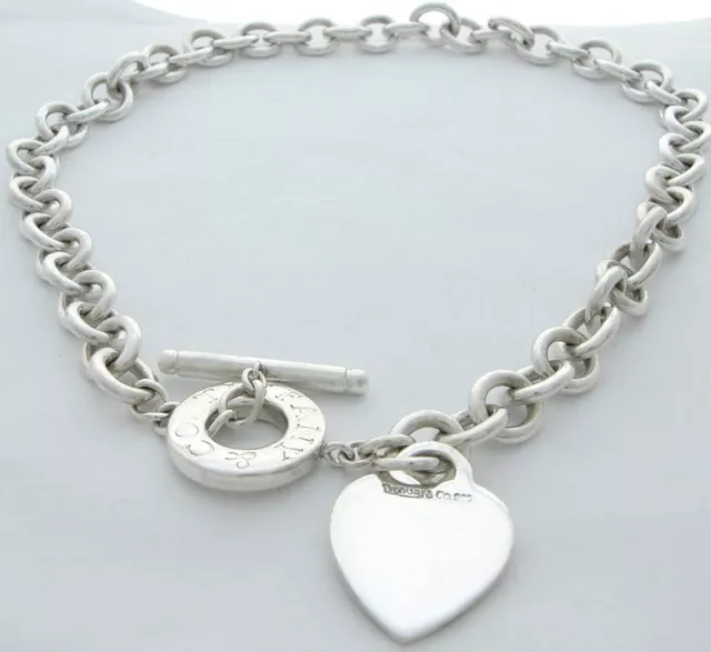 Tiffany & Co Sterling Silver Plain Heart Toggle Choker