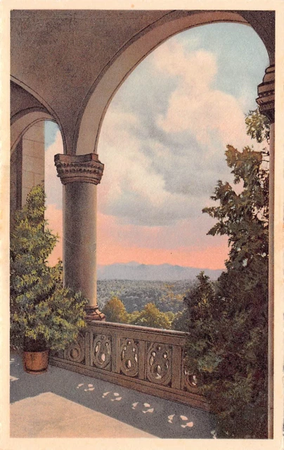 Asheville NC Biltmore Estate West Loggia View Mount Pisgah Vtg Postcard C12