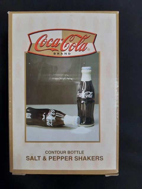 Coca-Cola Contour Bottle Ceramix Salt & Pepper Shakers In Box Vintage