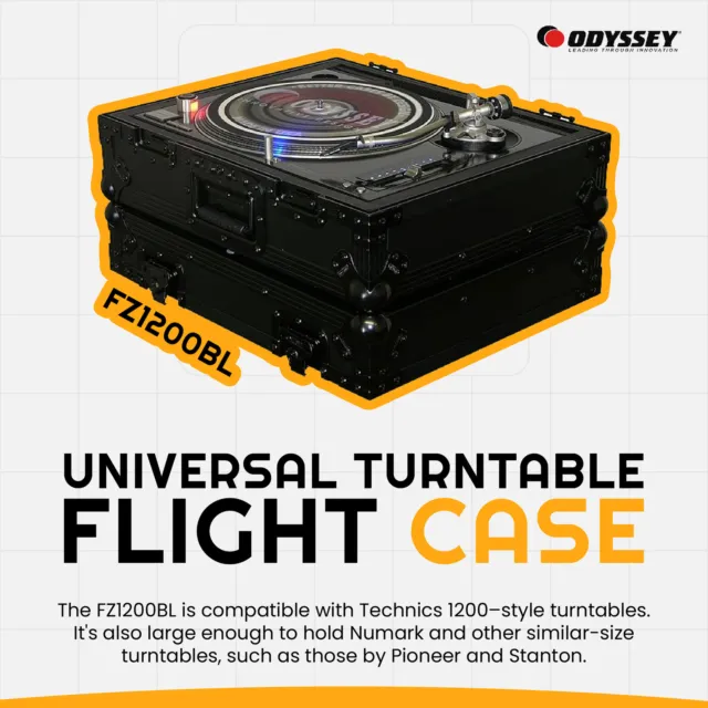 Odyssey Universal Technics 1200 Style Turntable Flight Case, Black Label Series 2