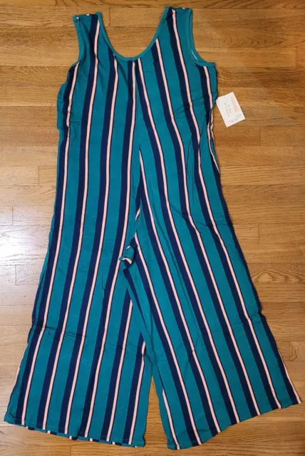 LuLaRoe Natalie Sleeveless Wide Leg Jumpsuit Size M Vertical Stripe Print NWT