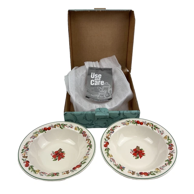 PFALTZGRAFF Portfolio Sugar Plum Soup Cereal Bowls Holiday Boxed Set VTG 90s USA