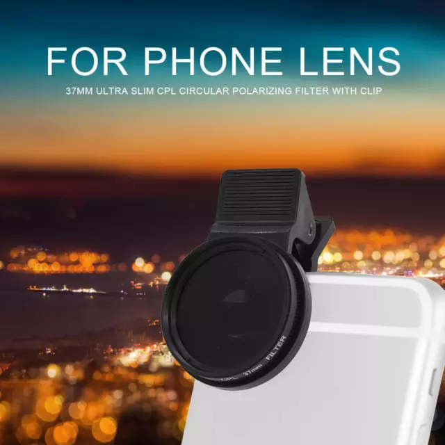 37mm Ultra Slim CPL Circular Polarizing Filter with Clip for Phone Lens FR 3