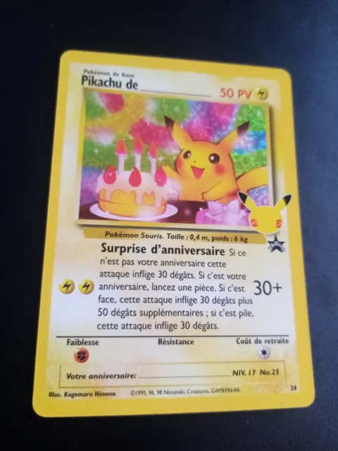 Carte Pokemon Pikachu De PCA 9,5 Anniversaire Célébrations 25 Ans