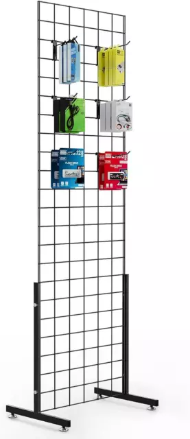 2' X 6' Standing Grid Panel Tower, Wire Grid Wall with T-Legs, Grid Rack for Ret