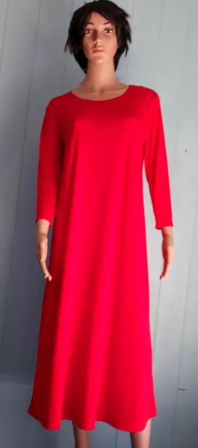 Red Long 3/4 Sleeve DRESS Wrinkle FREE Travel Fabric Jostar Red Hat S M L XL