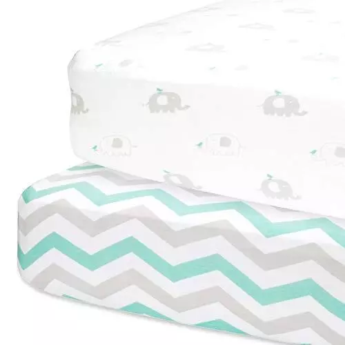 Fitted Crib Sheets Set – 2 Pack – Jersey Cotton Crib Mattress Sheets for Baby...