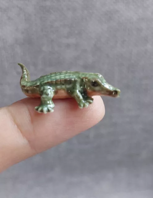 Tiny Crocodile Ceramic Miniature figurine Handmade Sculpture Collectible Gift