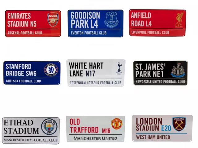 Official Football Club Metal Street Signs (40cm x 18cm) Various