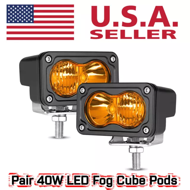 For Polaris RZR XP 4 1000 Turbo RZR 900 2x3" Cube Pods LED Work Light Spot Flood 3