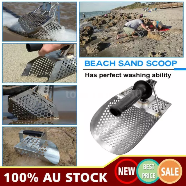 Beach Sand Scoop with handle Metal Detecting Tool Stainless Steel Detector Tools