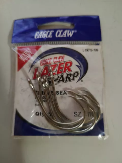 EAGLE CLAW L197-2/0 Lazer Sharp Circle Sea Fishing Hook Size 2/0