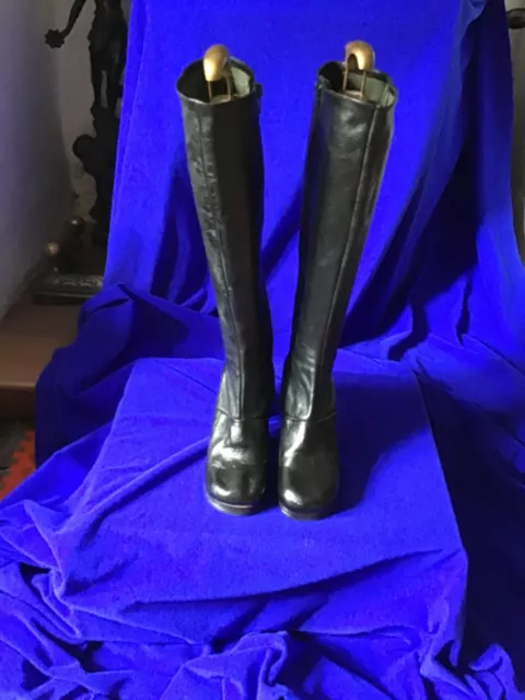 VINTAGE SIZE 5 black leather knee high boots with 3