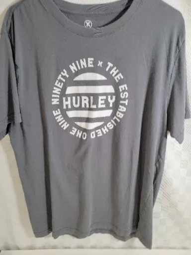 Hurley Shirt Adult Large Gray Short Sleeve Surf Brand Men's Graphic Tee Casual