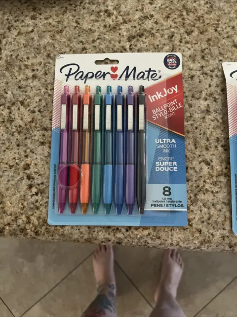 2 - Paper Mate Inkjoy  1.0mm Ballpoint Pens - Pack of 8 - Multi Color - New