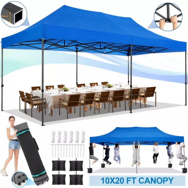 10'x20' EZ Pop Up Canopy Heavy Duty Folding Outdoor Party Tent Commercial Gazebo