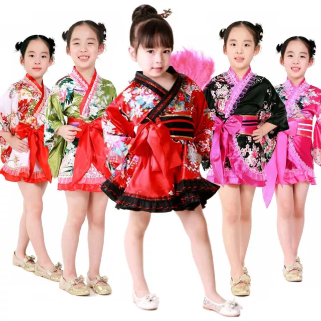 Traditional Japanese Girls Geisha Yukata Kimono Robe Cosplay Halloween Costume