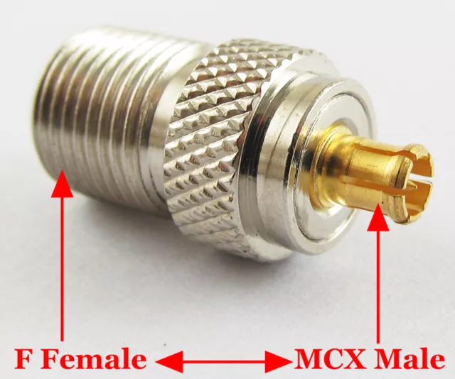 100x Brass F Female Jack to MCX Male Plug Straight RF Coaxial Adapter Connector